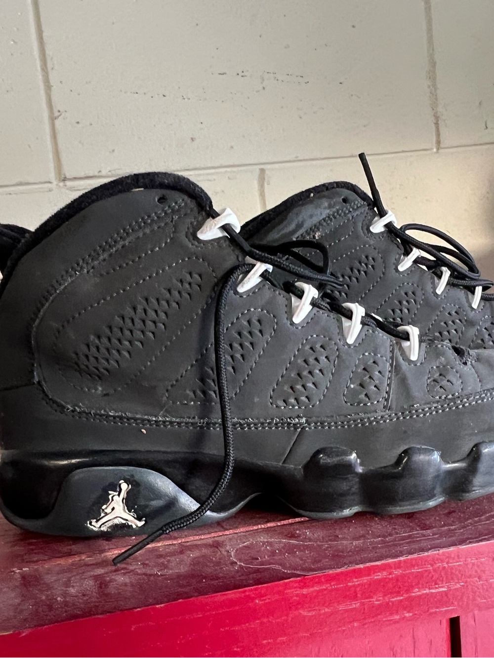 Jordan Men's Black Basketball Sneakers with White Lace Accents